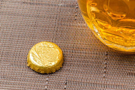 Czech beer glass on wood deskの写真素材