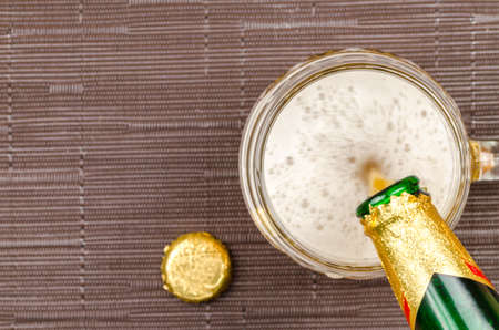 Czech beer glass on wood desk