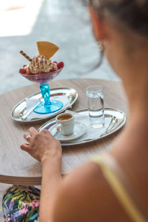 Young woman on coffee breakの写真素材