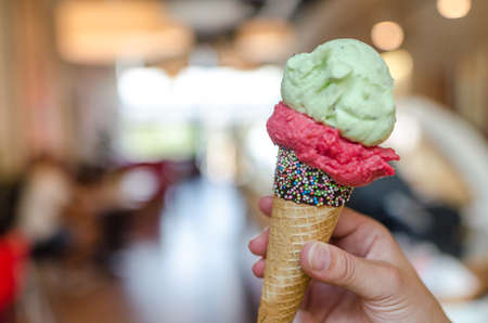 Young woman enjoying ice cream