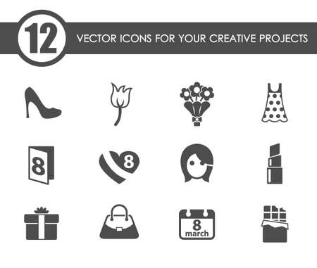 8 march vector iconsのイラスト素材