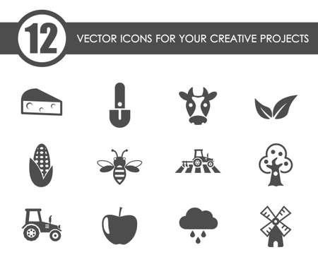 agriculture vector iconsのイラスト素材