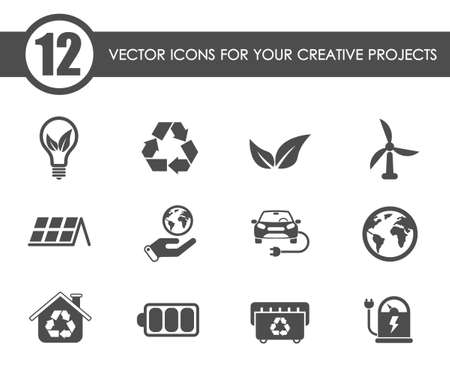 alternative energy vector iconsのイラスト素材