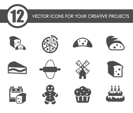 bakery vector iconsのイラスト素材