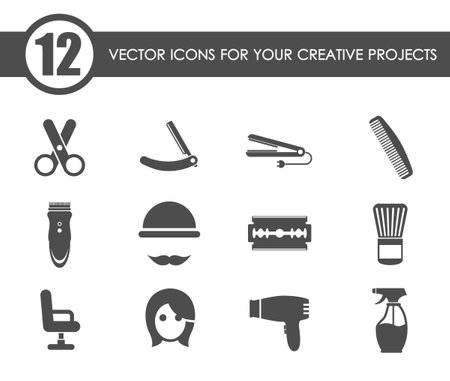 barber shop vector iconsのイラスト素材