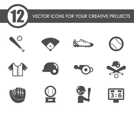 baseball vector iconsのイラスト素材