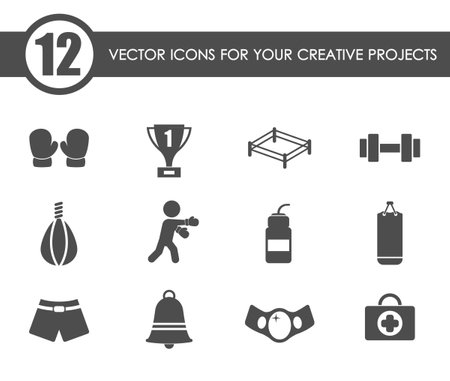 boxing vector iconsのイラスト素材