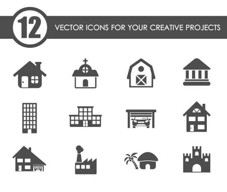 buildings vector iconsのイラスト素材