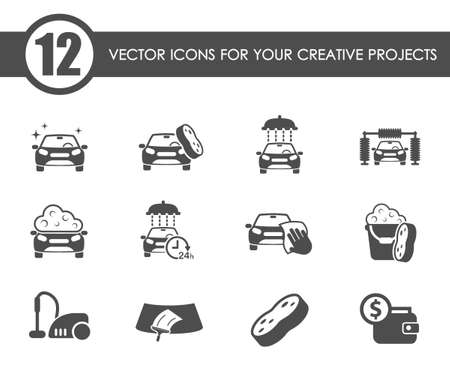 car wash vector iconsのイラスト素材