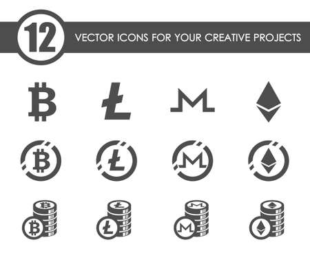 cryptocurrency vector iconsのイラスト素材
