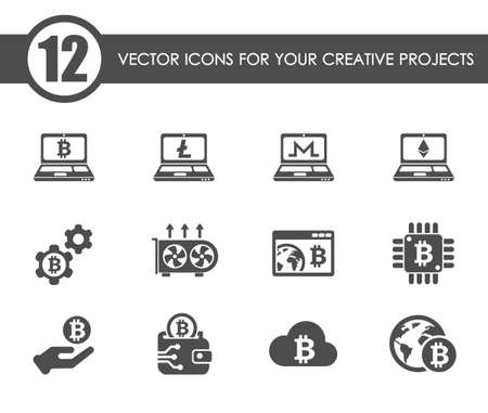 cryptocurrency vector iconsのイラスト素材