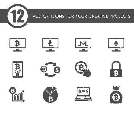 cryptocurrency vector iconsのイラスト素材