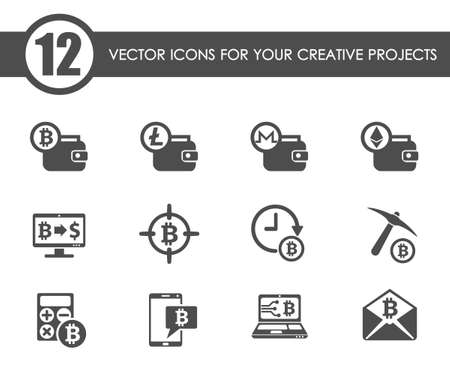 cryptocurrency vector iconsのイラスト素材
