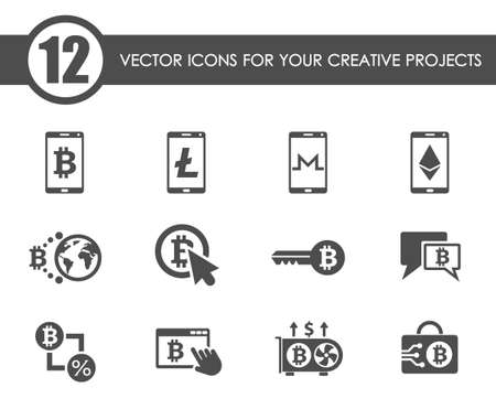 cryptocurrency vector iconsのイラスト素材