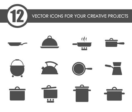 dishes vector iconsのイラスト素材
