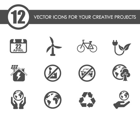 earth day vector iconsのイラスト素材
