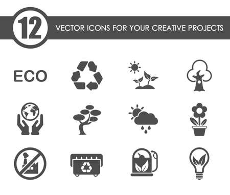 ecology vector iconsのイラスト素材