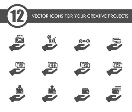 hand and money vector iconsのイラスト素材