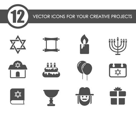 hanukkah icon setのイラスト素材