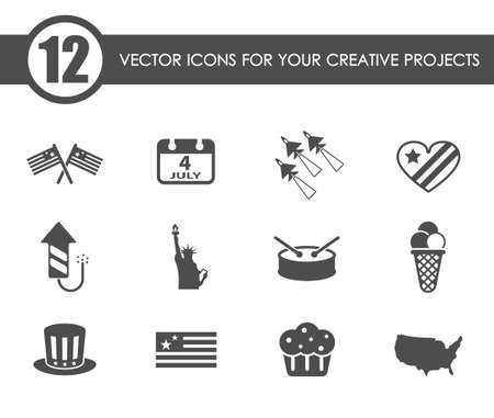 independance day vector iconsのイラスト素材