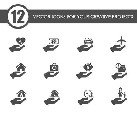 insurance hand vector iconsのイラスト素材