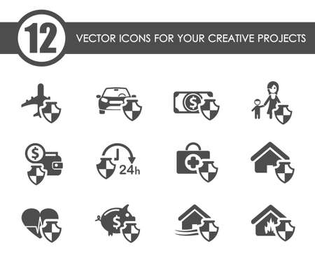 insurance vector iconsのイラスト素材