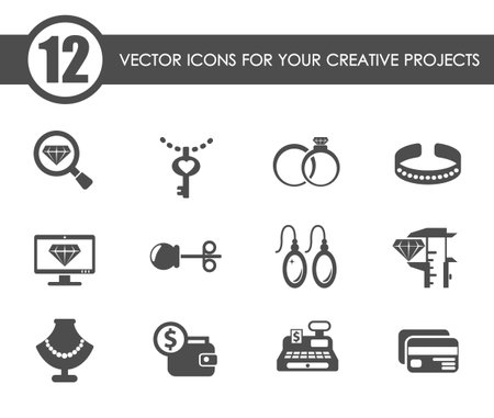 jewerly store vector iconsのイラスト素材