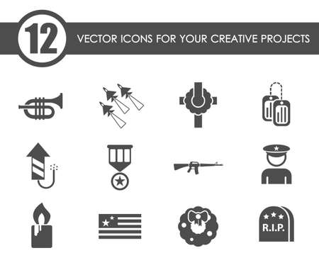 memorial day vector iconsのイラスト素材