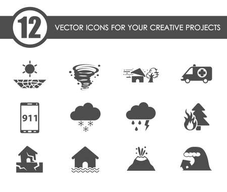 natural disasters vector iconsのイラスト素材