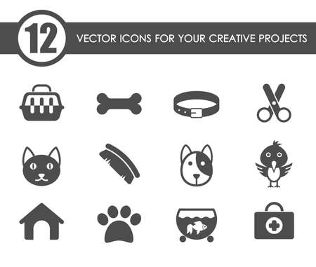 pets icon set. pets web iconsのイラスト素材