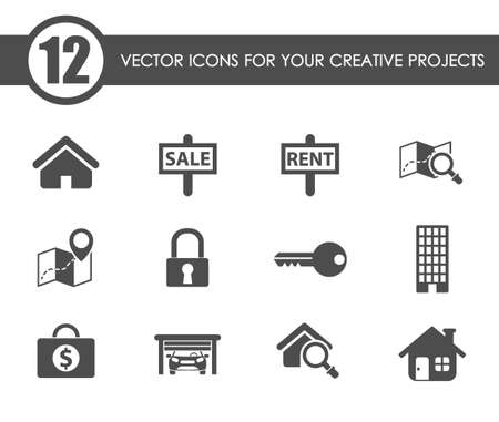 real estate vector iconsのイラスト素材