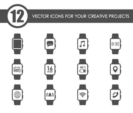smart watch web iconsのイラスト素材