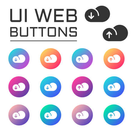 cloud download upload ui web buttonのイラスト素材