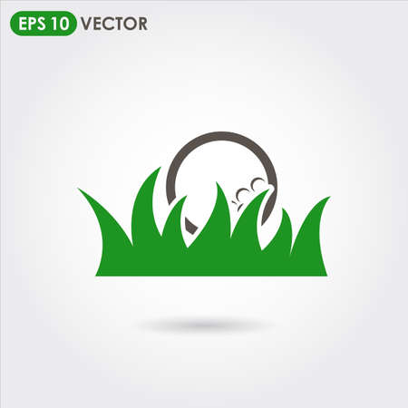 golf ball in grass single vector iconのイラスト素材