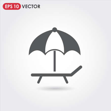 sunbed and umbrella single vector iconのイラスト素材