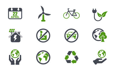 earth day simple vector iconsのイラスト素材