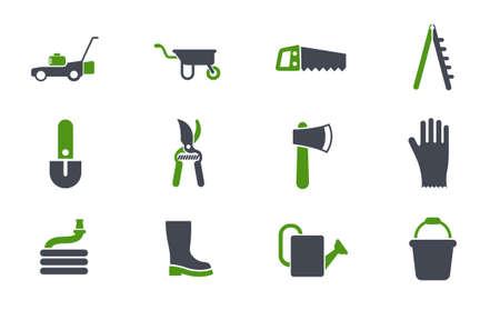 garden tools simple vector iconsのイラスト素材