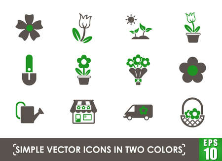 flowers simple vector iconsのイラスト素材
