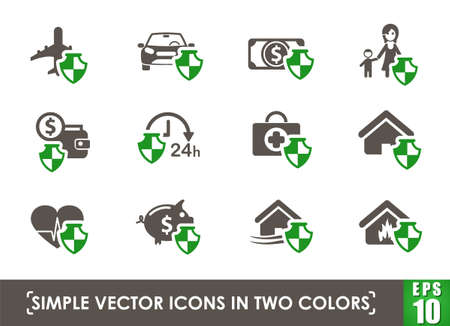 insurance simple vector iconsのイラスト素材