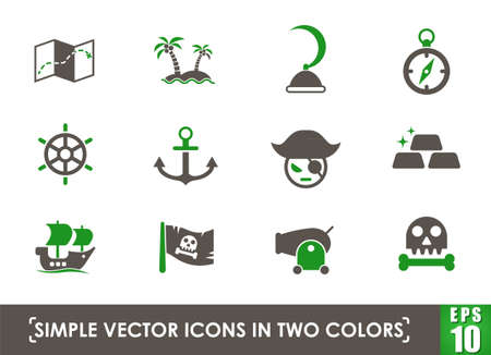 pirates simple vector iconsのイラスト素材