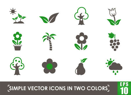 plants simple vector iconsのイラスト素材