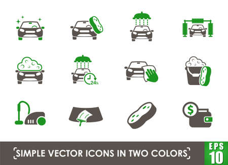 car wash simple vector iconsのイラスト素材