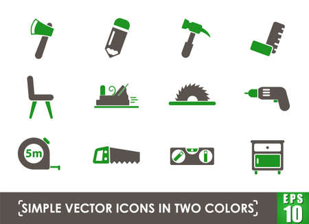 joinery simple vector icons in two colorsのイラスト素材