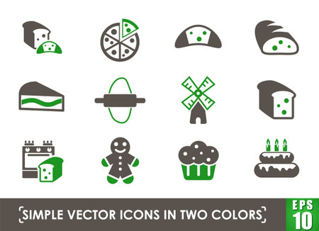 bakery simple vector icons in two colorsのイラスト素材
