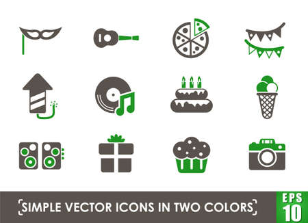 party simple vector icons in two colorsのイラスト素材