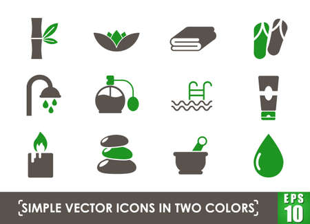 beauty and spa simple vector icons in two colors