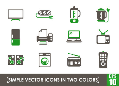 home appliances simple vector icons in two colorsのイラスト素材