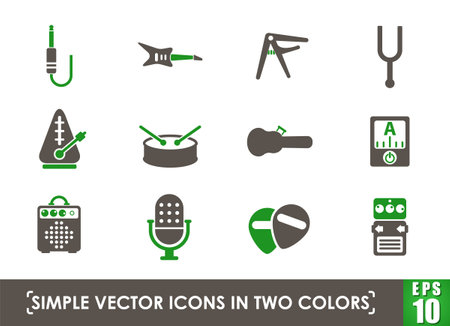 musical shop simple vector icons in two colorsのイラスト素材