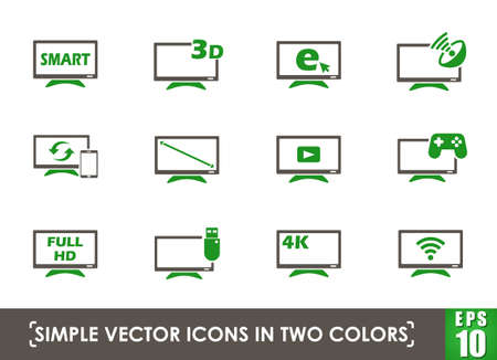 smart tv simple vector icons in two colorsのイラスト素材