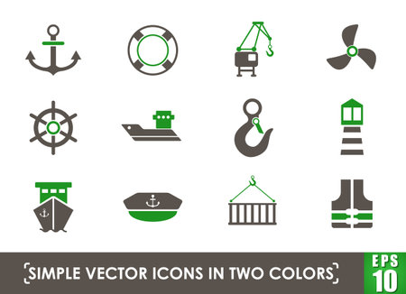 harbor simple vector iconsのイラスト素材
